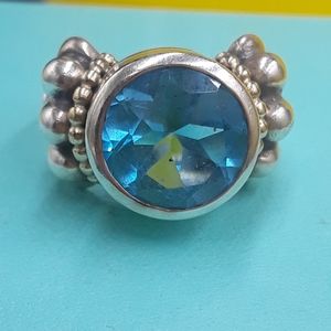 Caviar Lagos blue topaz 925/18k ring